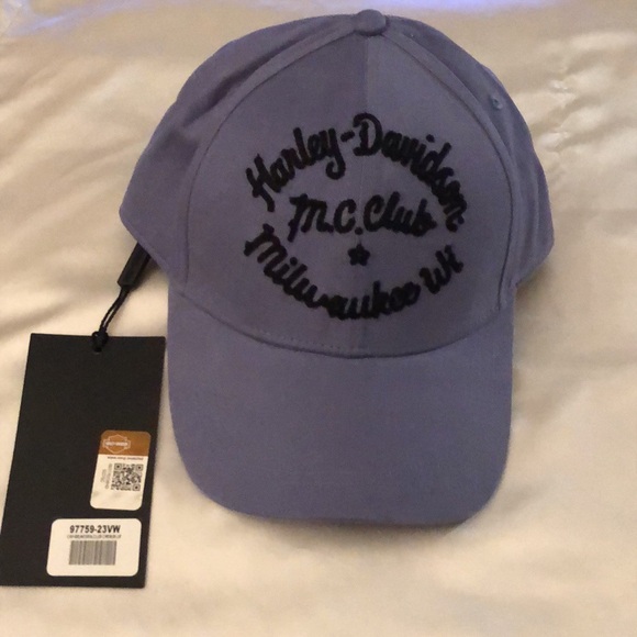 Harley Davidson Women’s Woven Club Crew Adjustable Baseball Cap Blue OS NWT - Picture 3 of 16